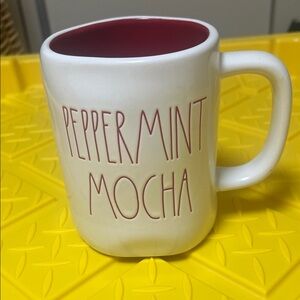 Rae Dunn Peppermint Mocha Mug - Cream and Red